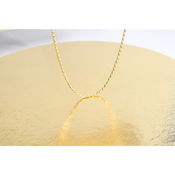 Gold Diamond Cut ROPE Chain, Real Gold Plated Sterling Silver Italian Necklace - Picture 3 of 5